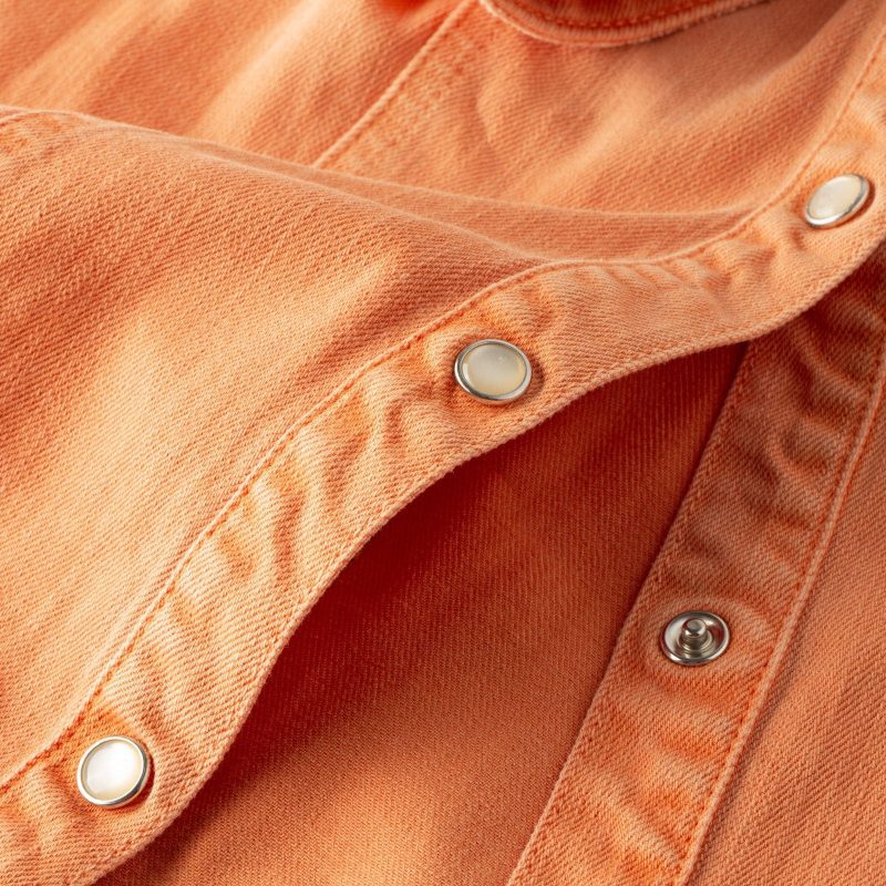 axels premium denim sweetwater denim shirt in tangerine ladies tops axels vail 37713070817514