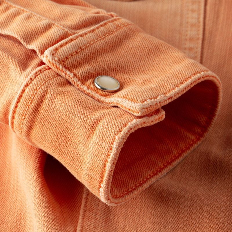 axels premium denim sweetwater denim shirt in tangerine ladies tops axels vail 37713070850282