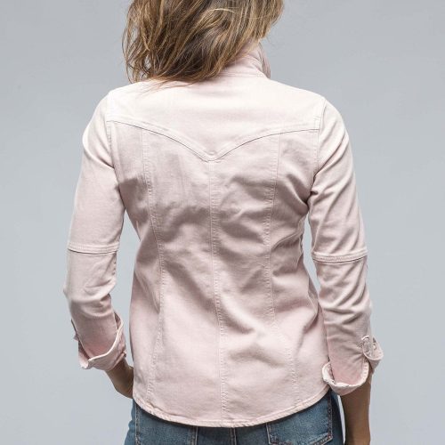 axels premium denim sweetwater denim shirt in vintage rose ladies tops axels vail 38548067746026