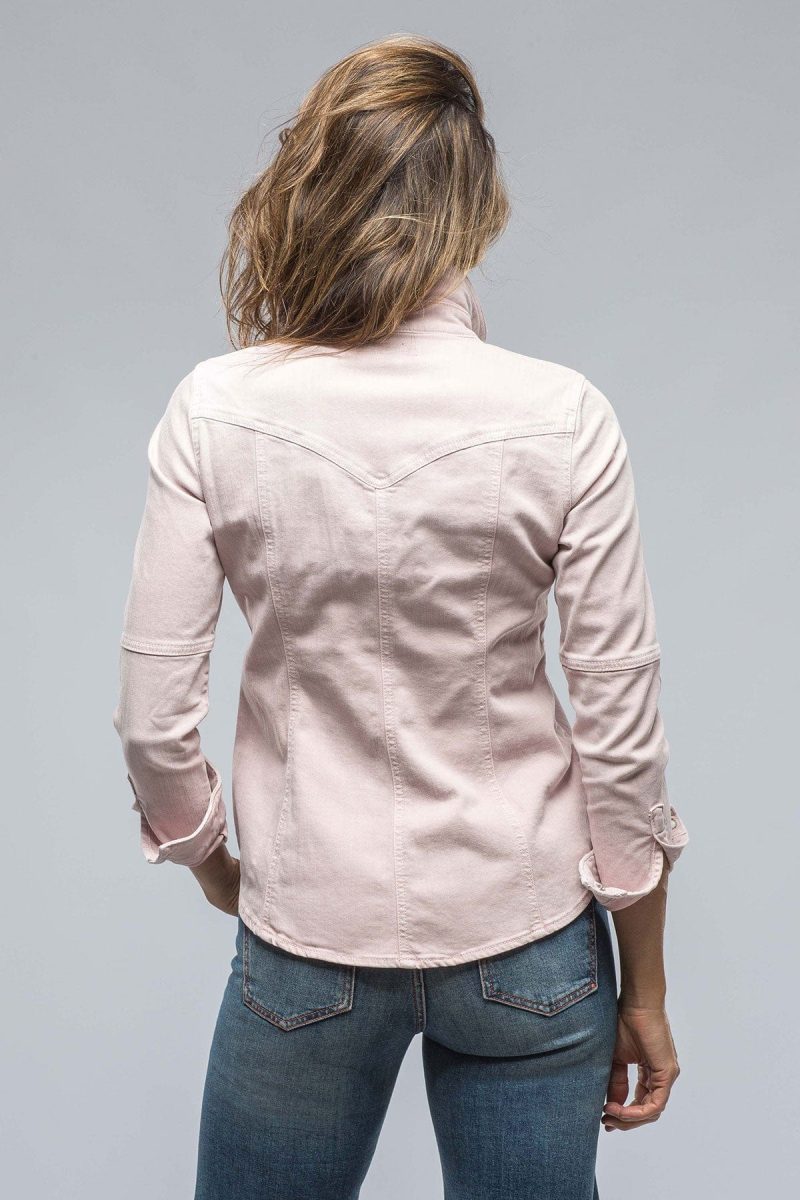 axels premium denim sweetwater denim shirt in vintage rose ladies tops axels vail 38548067746026