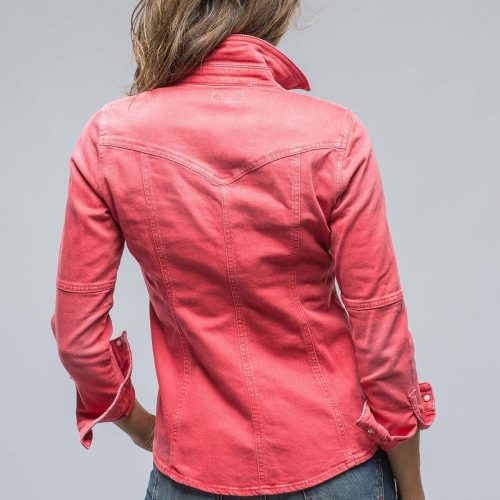 axels premium denim sweetwater denim shirt in washed corallo ladies tops axels vail 38539030692074