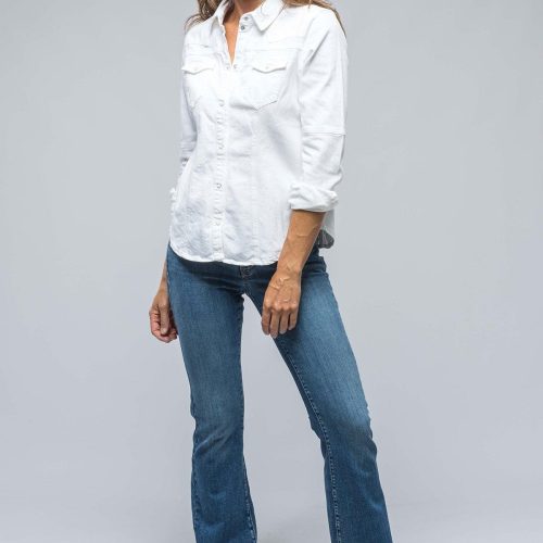 axels premium denim sweetwater denim shirt in white ladies tops axels vail 38539039703274