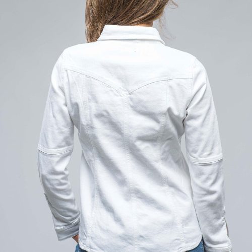 axels premium denim sweetwater denim shirt in white ladies tops axels vail 38539039932650