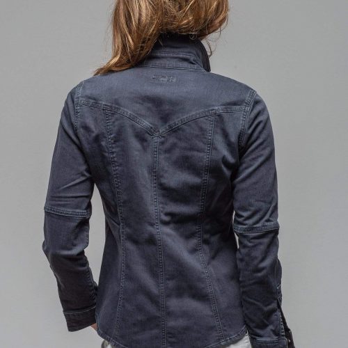 axels premium denim sweetwater stone wash denim shirt in anthracite ladies tops axels vail 30101360574653