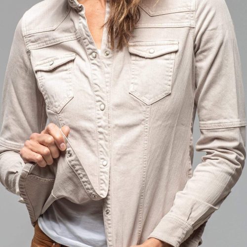 axels premium denim sweetwater stone wash denim shirt in sasso ladies tops axels vail 30101526446269