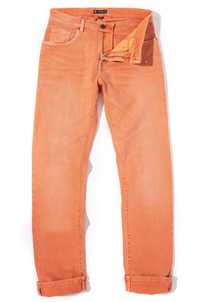 axels premium denim tucson colored denim in tangerine mens pants 5 pocket axels vail 29873172873405