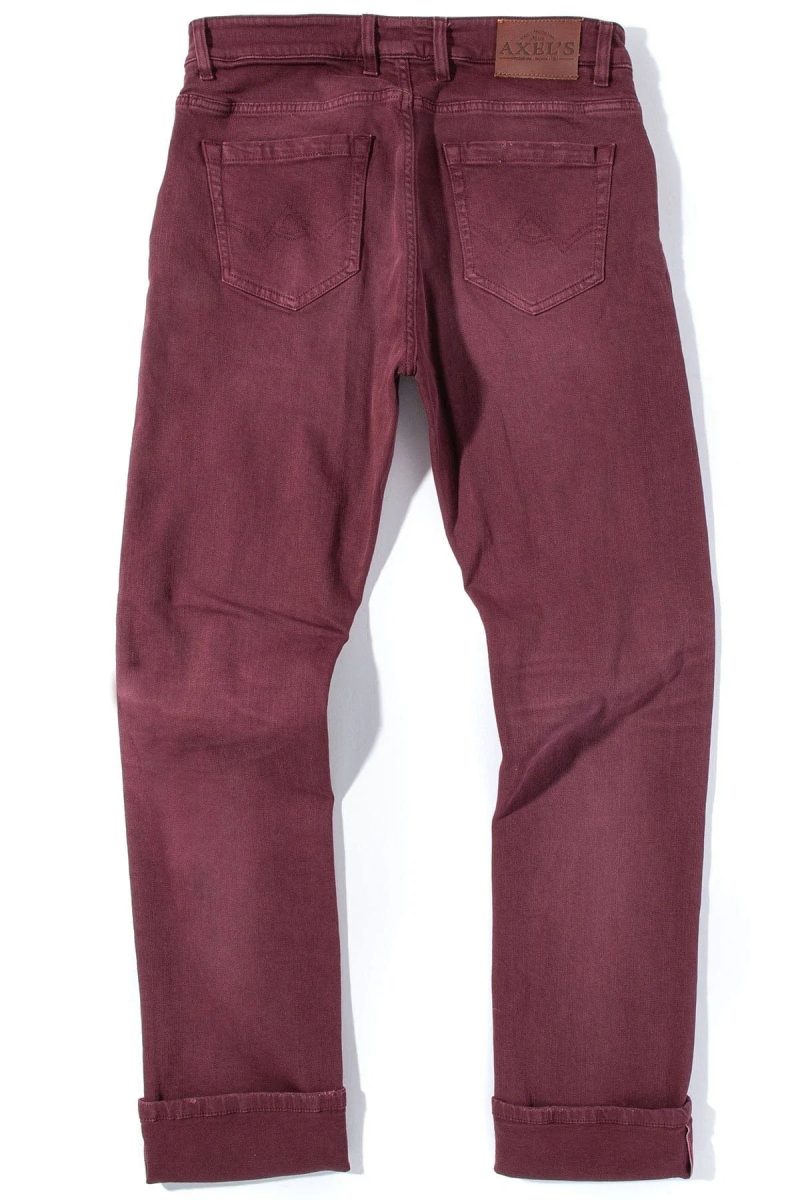 axels premium denim tucson selvedge denim in bordeaux mens pants 5 pocket axels vail 38819399794922