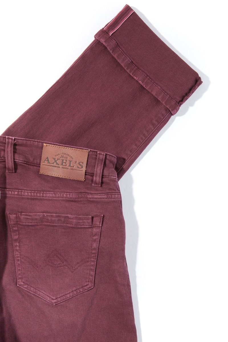 axels premium denim tucson selvedge denim in bordeaux mens pants 5 pocket axels vail 38819399925994