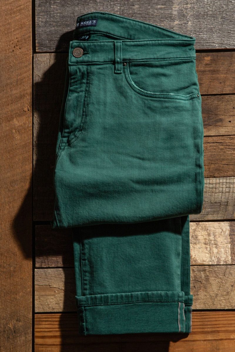 axels premium denim tucson selvedge denim in green mens pants 5 pocket axels vail 40059278983402