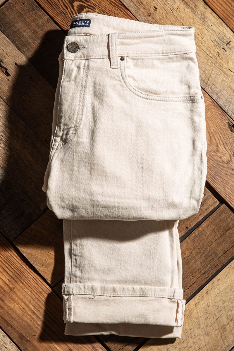 axels premium denim tucson selvedge denim in off white mens pants 5 pocket axels vail 40059280687338