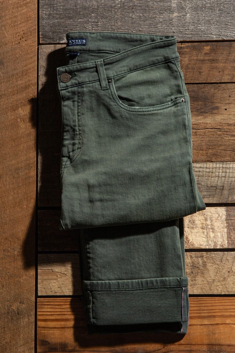 axels premium denim tucson selvedge denim in verde loden mens pants 5 pocket axels vail 40059281113322