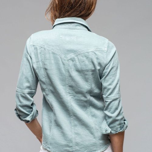 axels premium denim yarmony linen cotton denim shirt in ardesia ladies tops axels vail 40217765544170