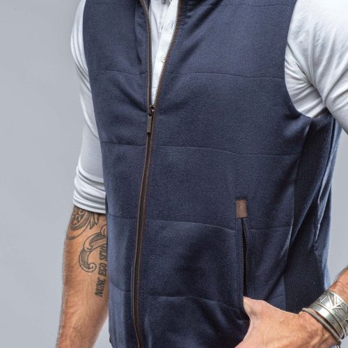 baldassari alba cashmere vest in navy mens outerwear cloth axels vail 38256035692778