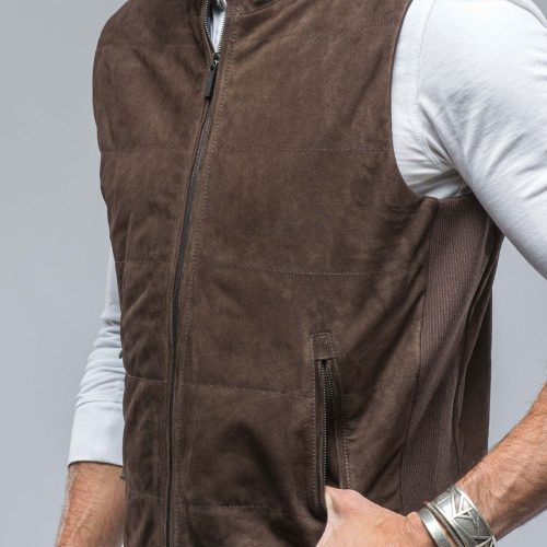 baldassari rye suede vest in chocolate mens outerwear leather axels vail 38565297324266