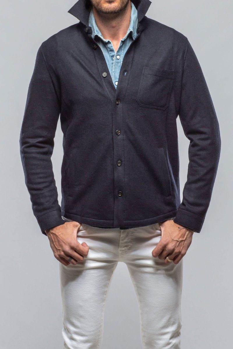 baldassari sooter cashmere shirt in navy mens sweaters axels vail 40391732265194