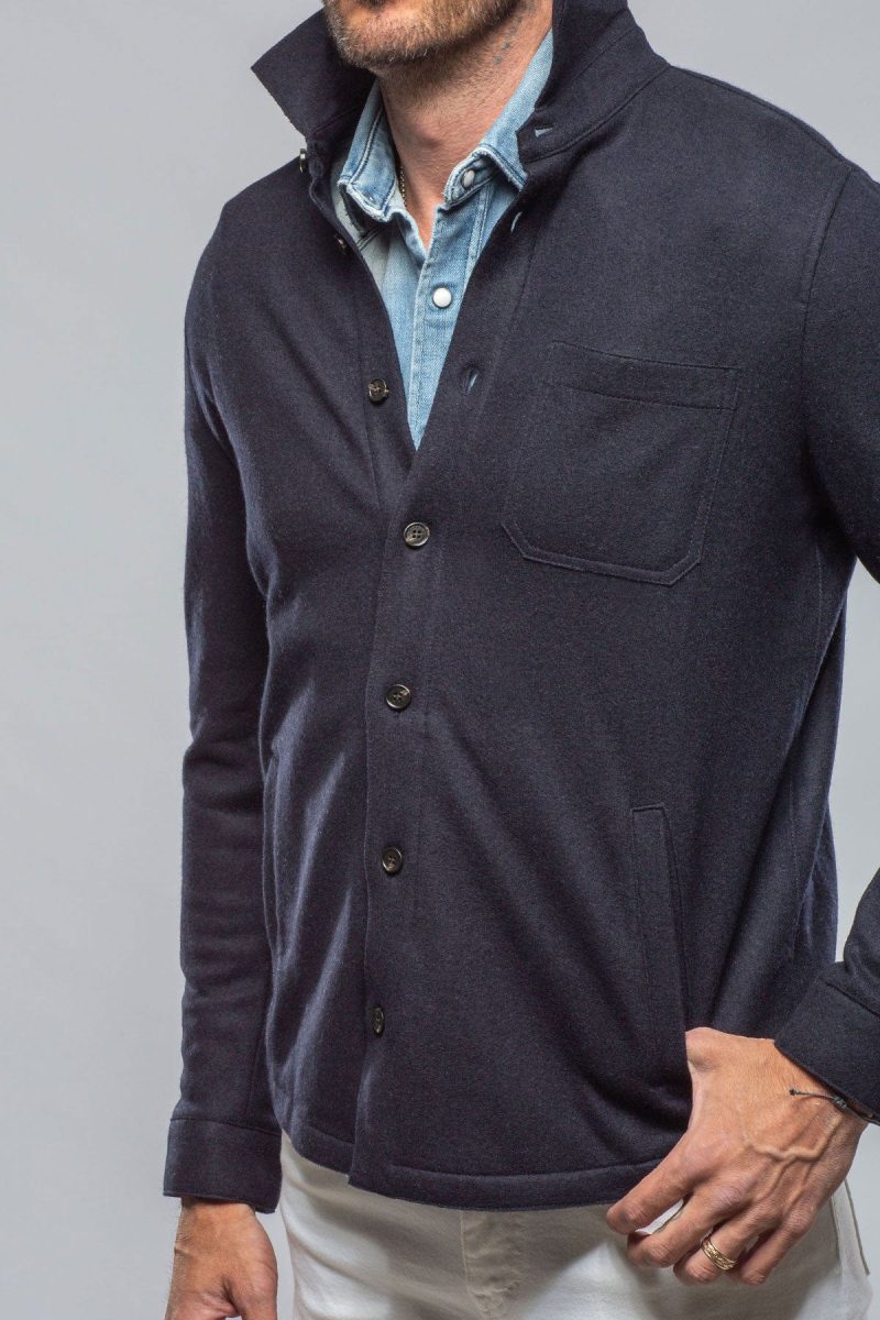 baldassari sooter cashmere shirt in navy mens sweaters axels vail 40391732297962