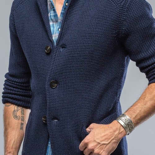 baldassari tuscan sweater jacket in navy mens sweaters axels vail 39379149390058