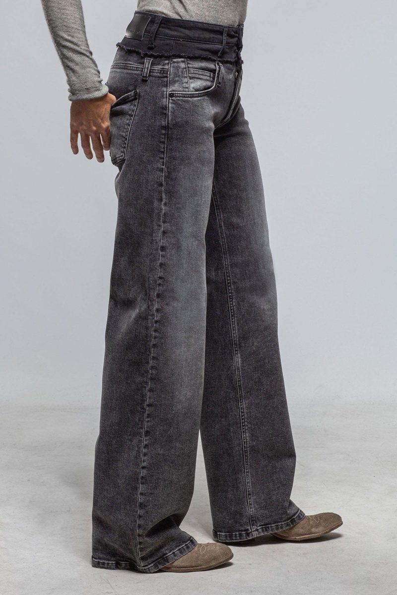 cambio shannen wide leg charcoal w black waist band ladies pants jeans axels vail 40508509782250