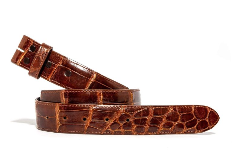 chacon cognac alligator classic strap belts and buckles belts axels vail 29678513946813