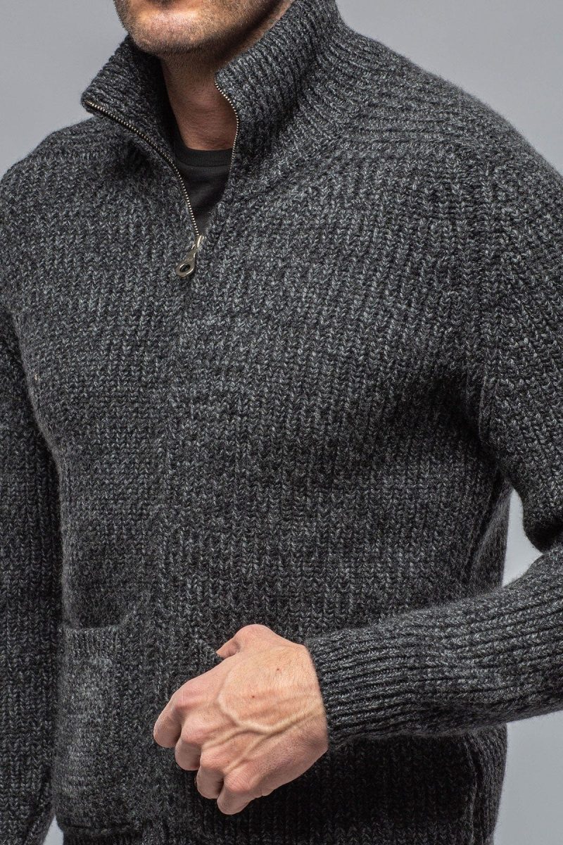 corgi galway chunky cashmere full zip in charcoal mens sweaters axels vail 36524537086186