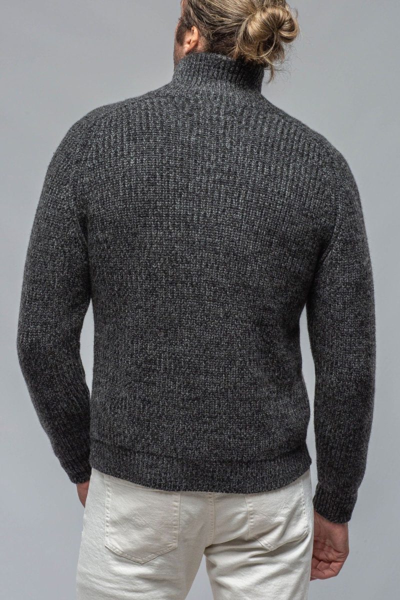 corgi galway chunky cashmere full zip in charcoal mens sweaters axels vail 36524628148458