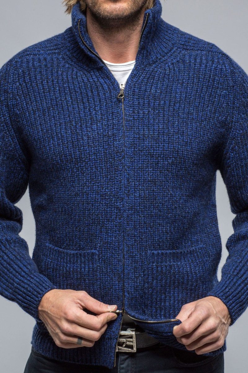 corgi galway chunky cashmere full zip navy donnagle mens sweaters axels vail 38835507921130