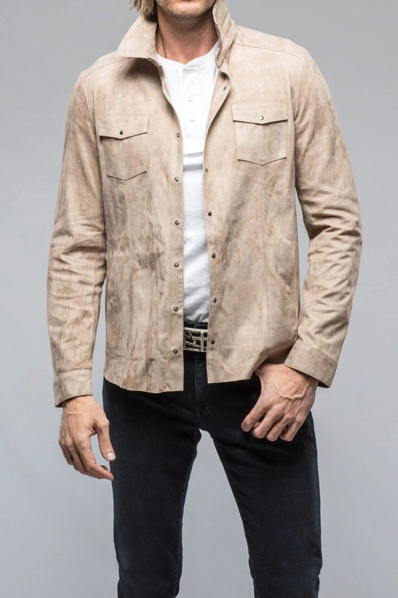 di bello bello suede shirt in roccia mens outerwear overshirts axels vail 38819055632618