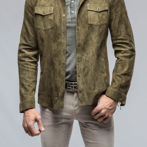 di bello bello suede shirt in verde mens outerwear leather axels vail 38819047669994