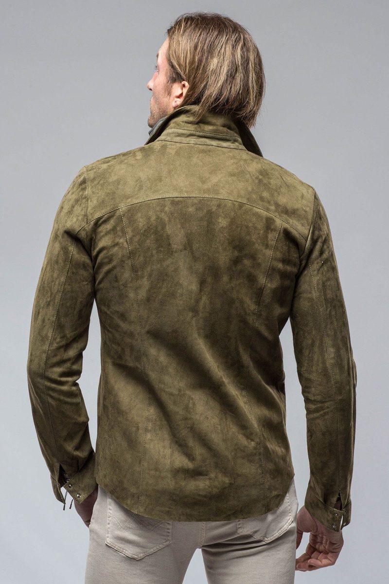 di bello bello suede shirt in verde mens outerwear leather axels vail 38819047702762