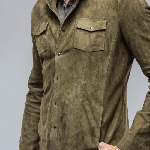 di bello bello suede shirt in verde mens outerwear leather axels vail 38819047833834