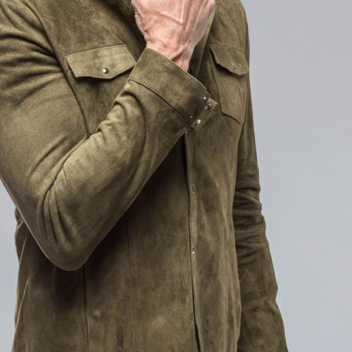 di bello bello suede shirt in verde mens outerwear leather axels vail 38819047866602