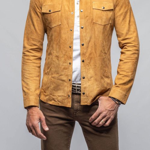 dibello bello suede shirt in camel mens outerwear leather axels vail 40173911933162