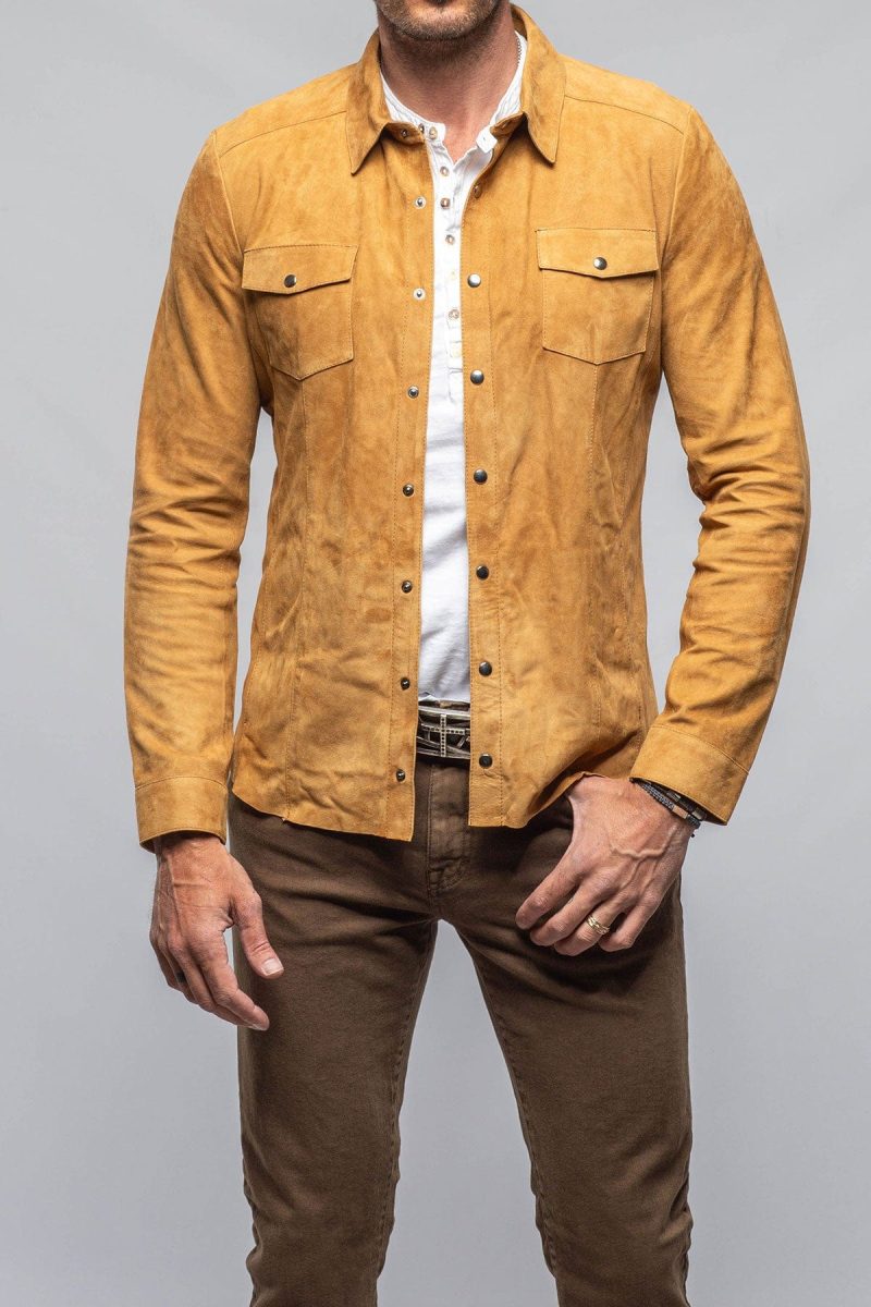 dibello bello suede shirt in camel mens outerwear leather axels vail 40173911933162