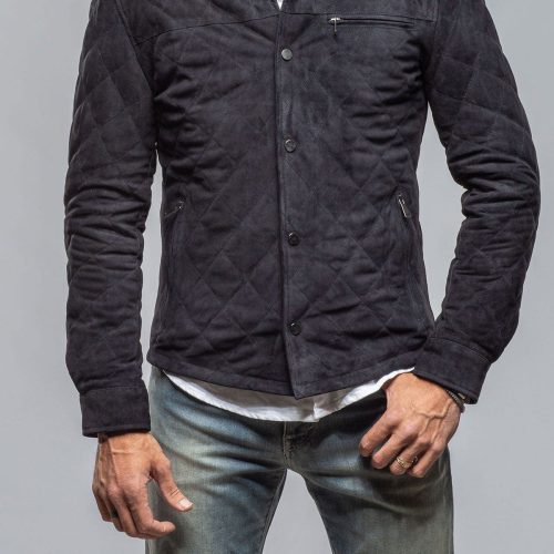 dibello callum quilted shirt jacket in navy mens outerwear leather axels vail 40264799846634