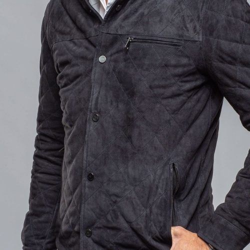 dibello callum quilted shirt jacket in navy mens outerwear leather axels vail 40264799912170