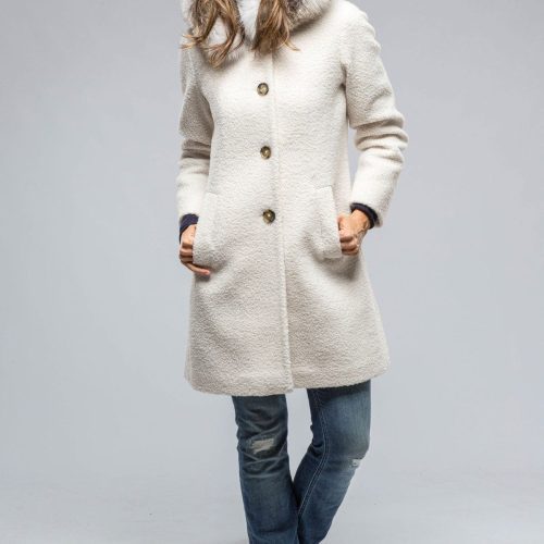 dibello ivana wool coat with fur lined hood in ivory ladies outerwear axels vail 38702933016810