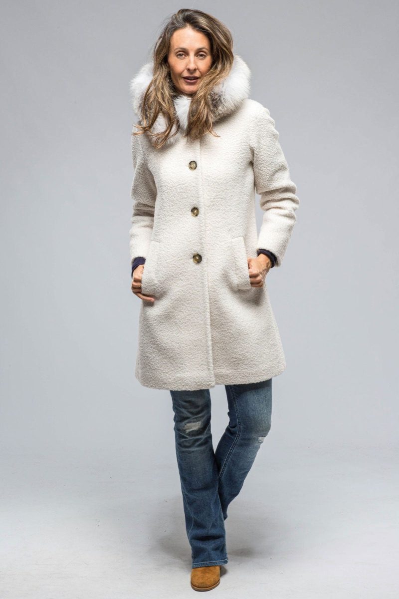 dibello ivana wool coat with fur lined hood in ivory ladies outerwear axels vail 38702933016810