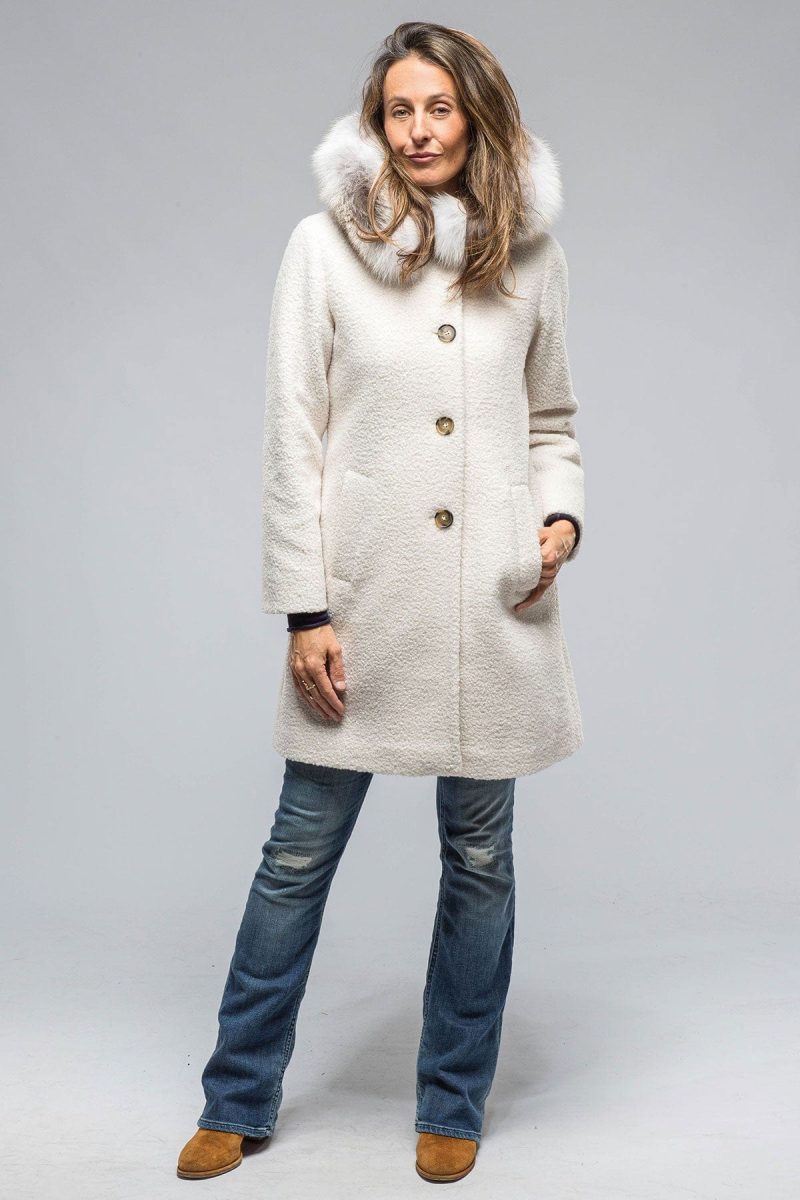 dibello ivana wool coat with fur lined hood in ivory ladies outerwear axels vail 38702933377258