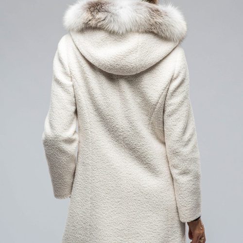 dibello ivana wool coat with fur lined hood in ivory ladies outerwear axels vail 38702933410026