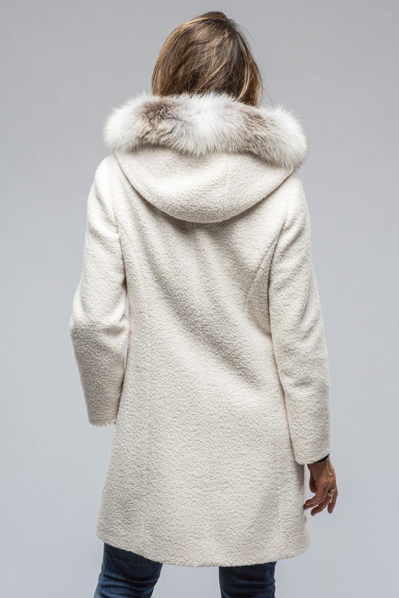 dibello ivana wool coat with fur lined hood in ivory ladies outerwear axels vail 38702933410026