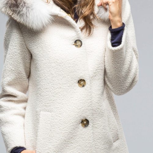 dibello ivana wool coat with fur lined hood in ivory ladies outerwear axels vail 38702939701482