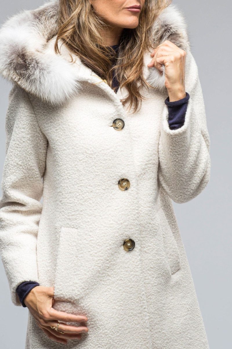 dibello ivana wool coat with fur lined hood in ivory ladies outerwear axels vail 38702939701482