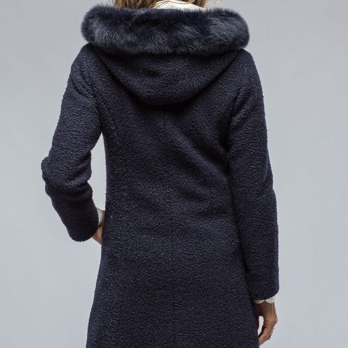 dibello ivana wool coat with fur lined hood in navy ladies outerwear axels vail 38702669857002