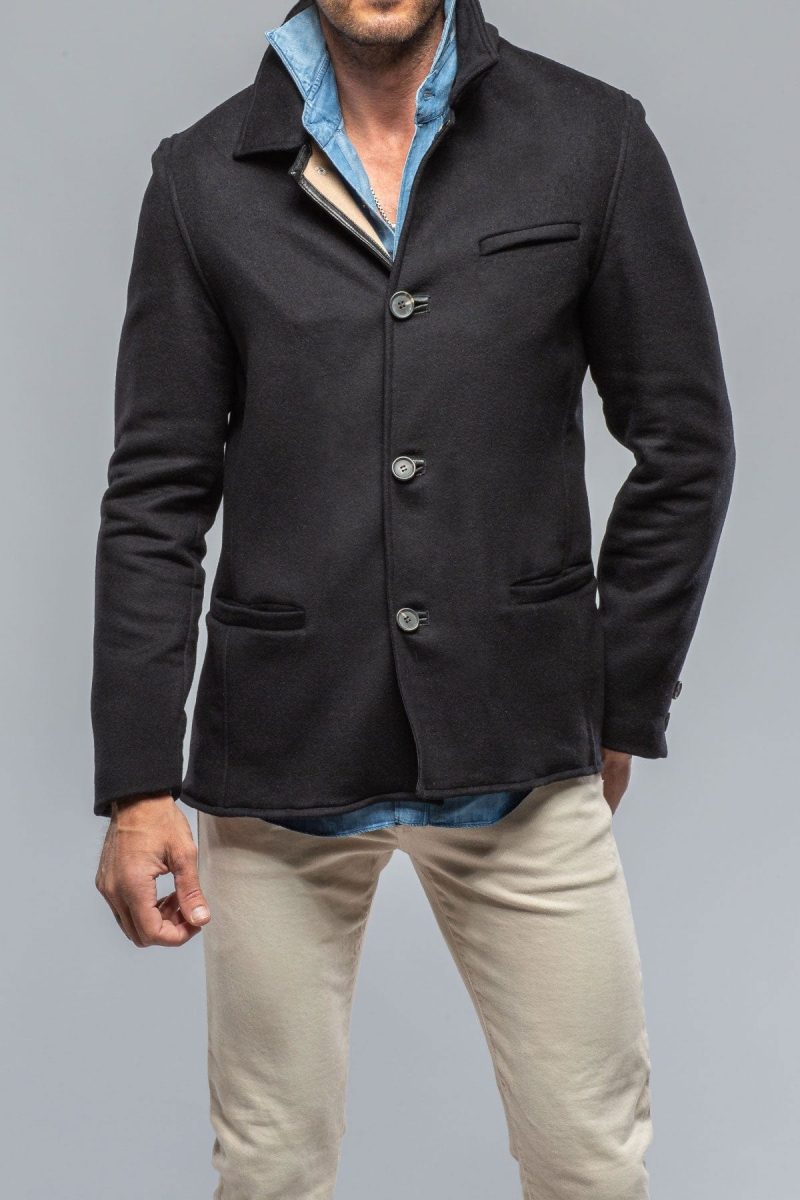 dibello kash double face jacket in black beige mens outerwear cloth axels vail 39380257767658