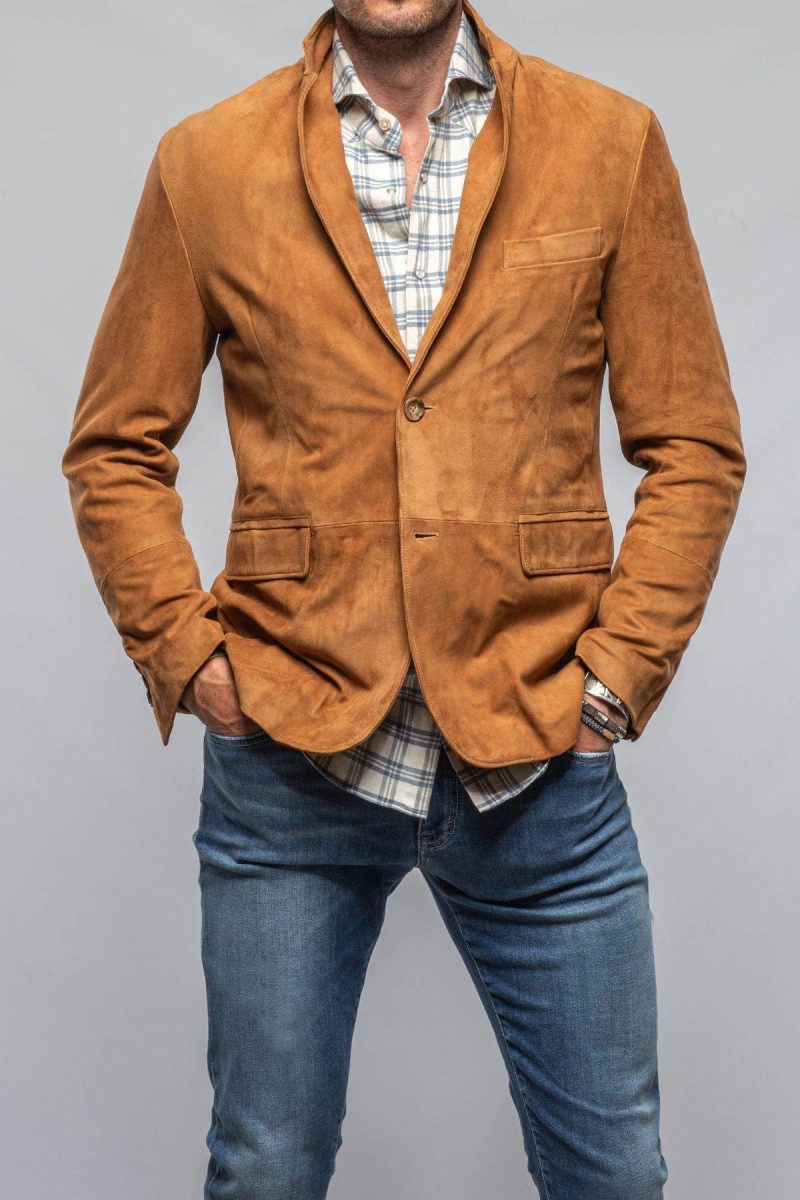 dibello maldito suede blazer in cognac mens outerwear leather axels vail 40173913440490