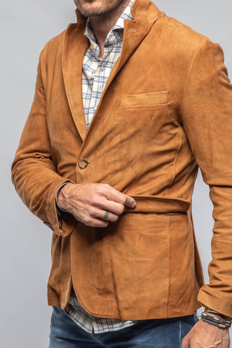 dibello maldito suede blazer in cognac mens outerwear leather axels vail 40173913506026