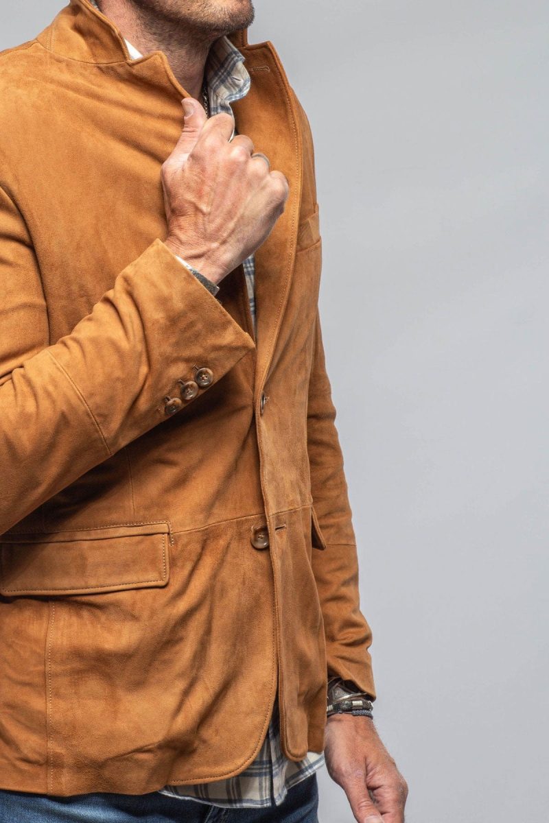 dibello maldito suede blazer in cognac mens outerwear leather axels vail 40173913571562