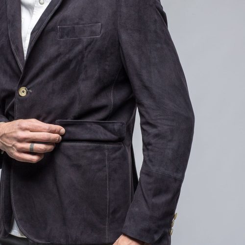 dibello maldito suede blazer in navy mens outerwear leather axels vail 40173913342186