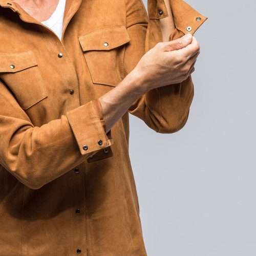 dibello marissa long suede shirt in rich tobacco ladies outerwear leather axels vail 39230050238698