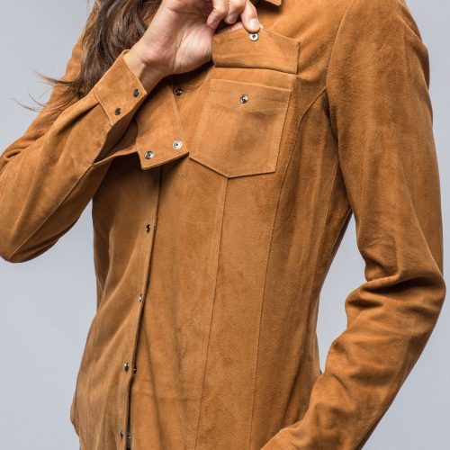 dibello marissa long suede shirt in rich tobacco ladies outerwear leather axels vail 39230050271466